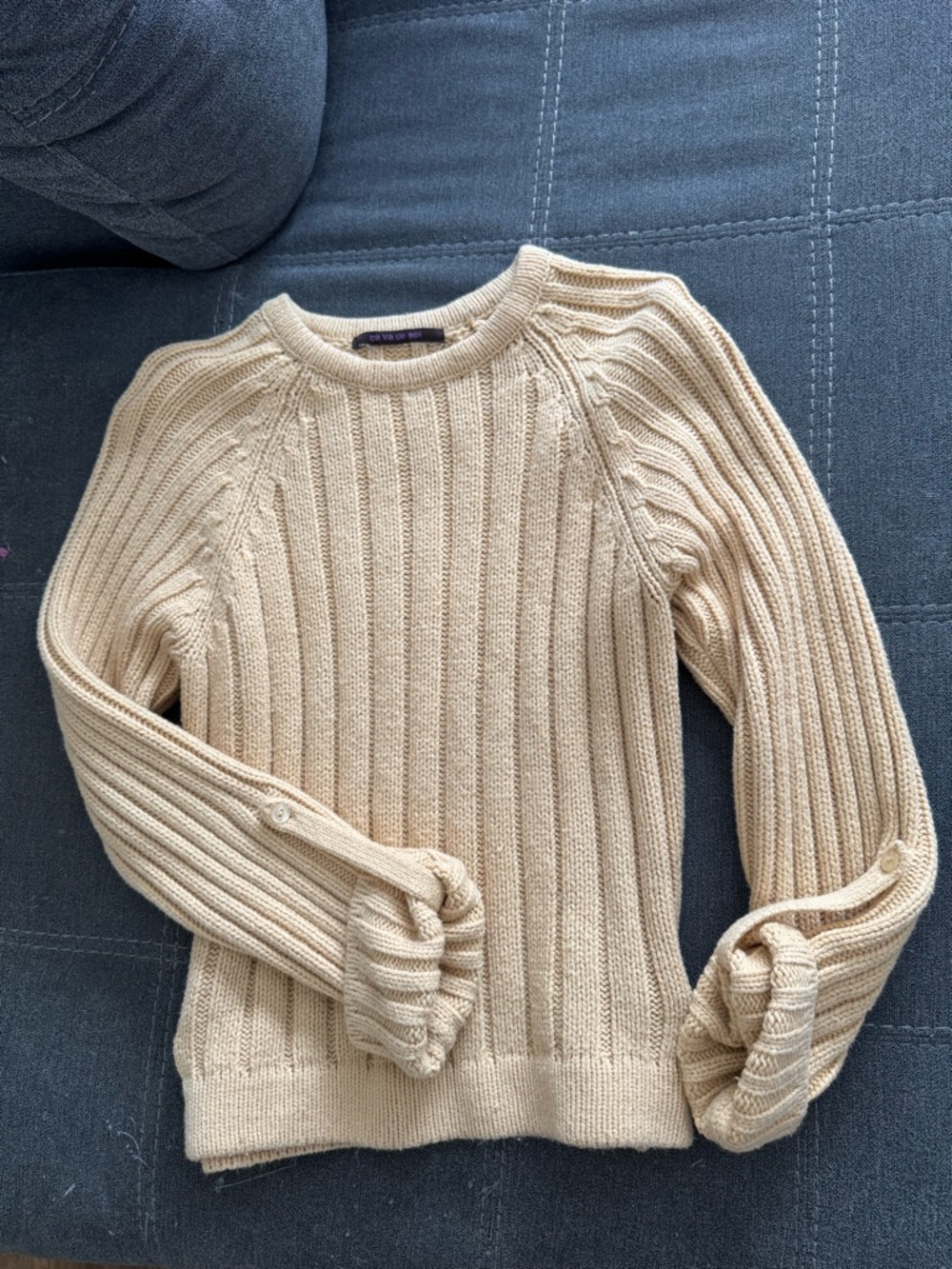 Women’s Cream/ light yellow Ribbed Knit Sweater
